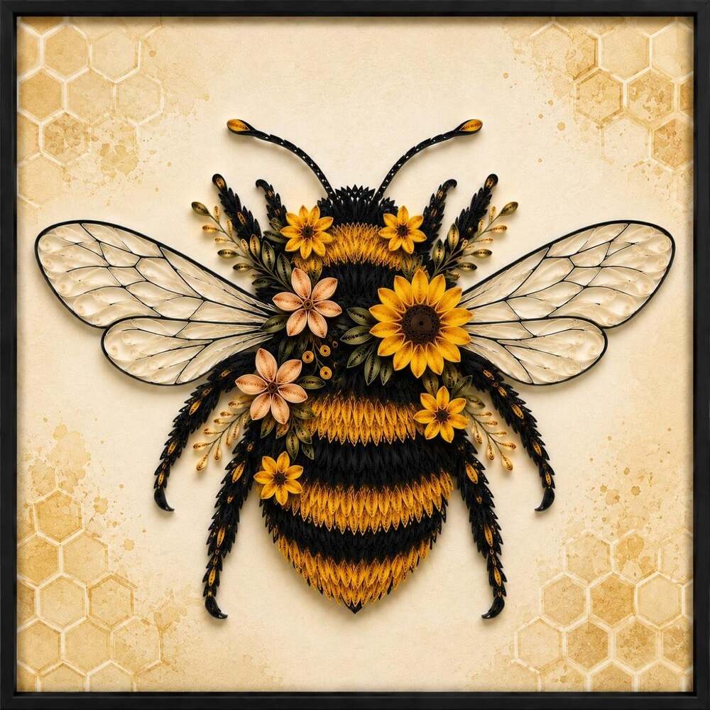 8 X 8 Black Framed Quilled Bumble 5 B 30